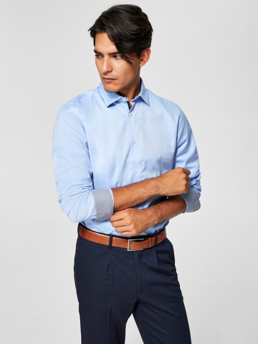 CAMICIE Uomo SELECTED 16058640 NEW MARK LIGHT BLUE