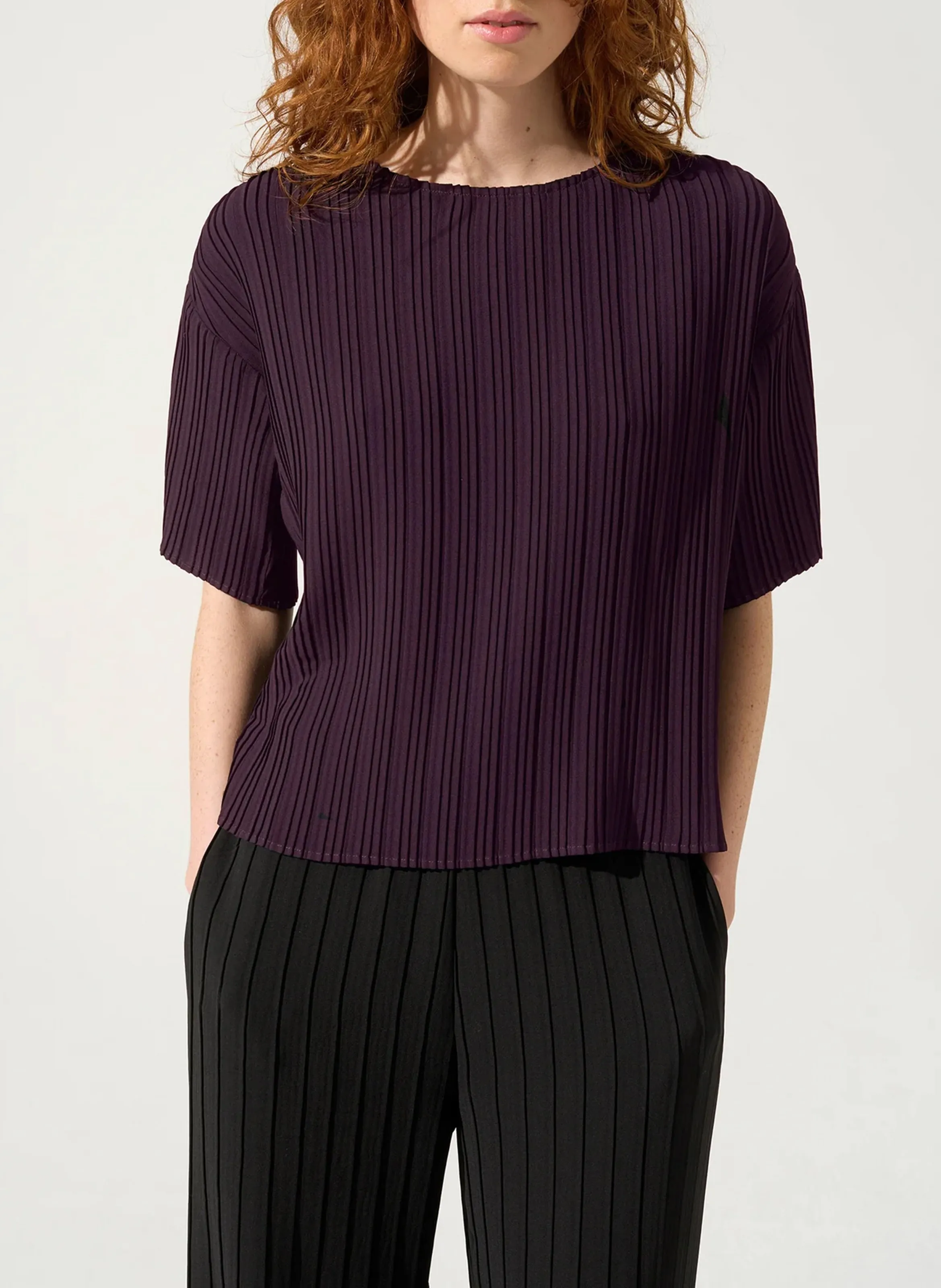  COTELAC   Blusa con collo tondo plissettato | Viola