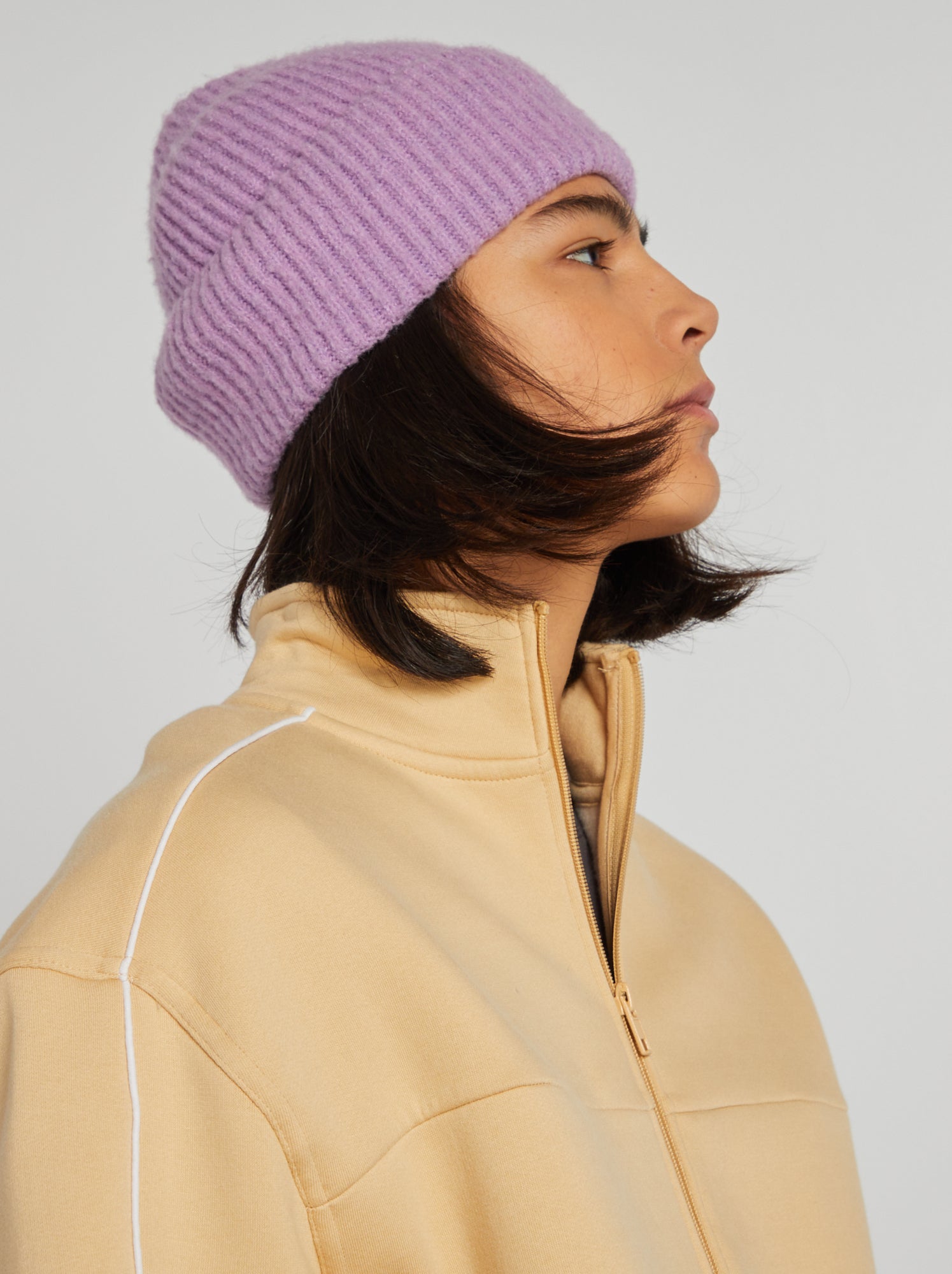 Felpa con zip - BEIGE