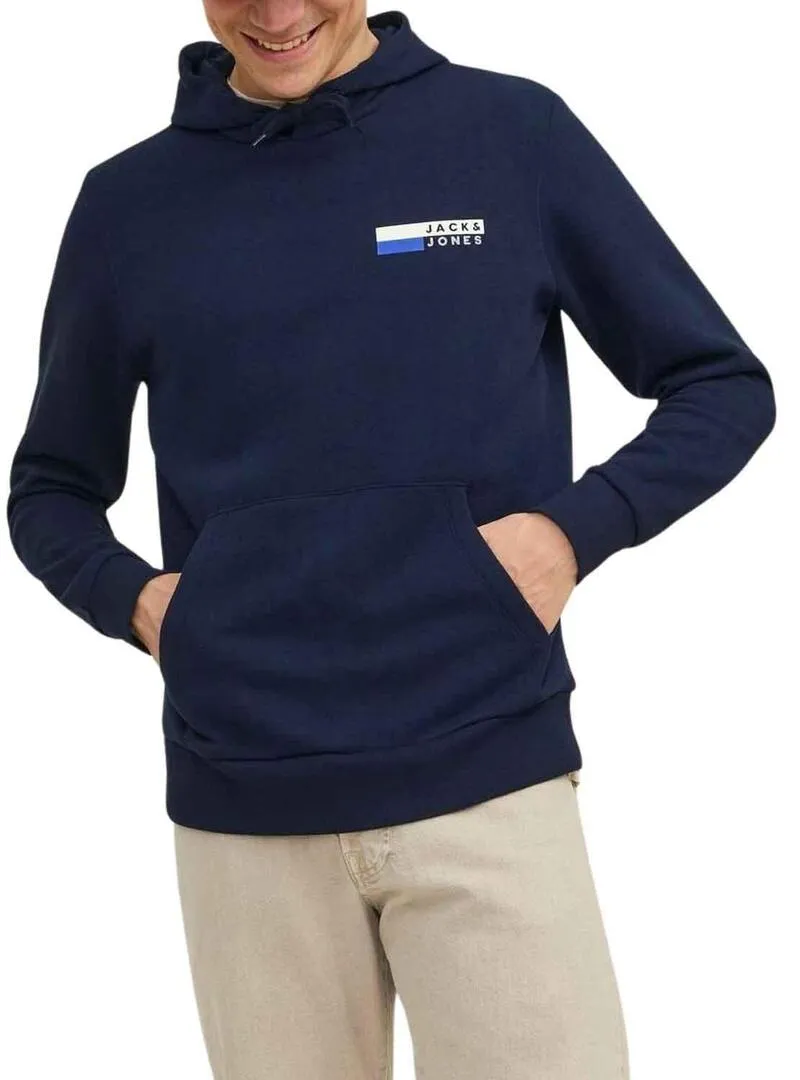 Felpa Jack & Jones Corp. Logo Hood Blu Navy