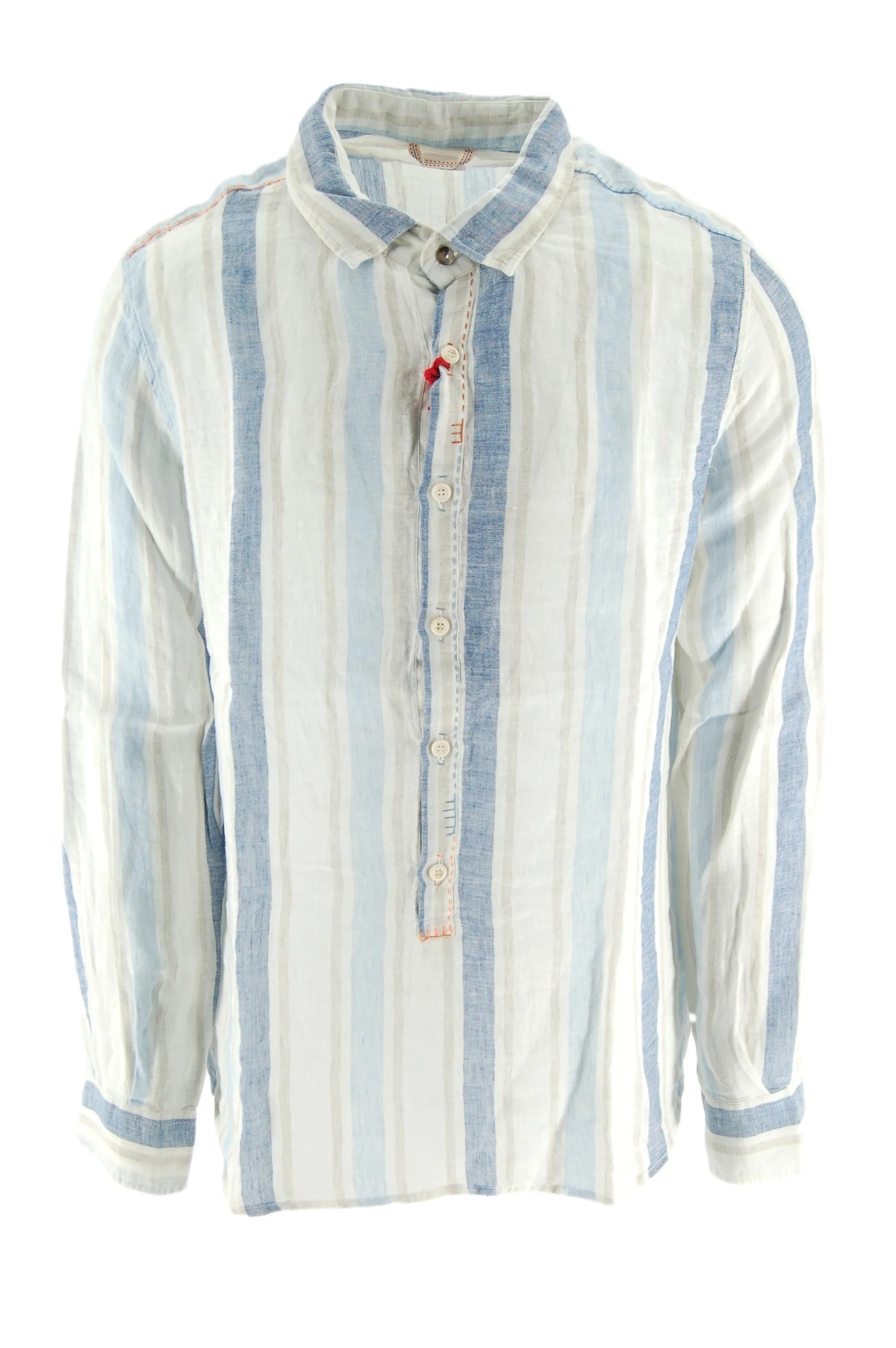 Linen Shirt with Bob Pattern / Light Blue