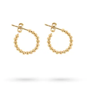Orecchini cerchietti piccoli pallini oro giallo 18kt Ø14,5 mm