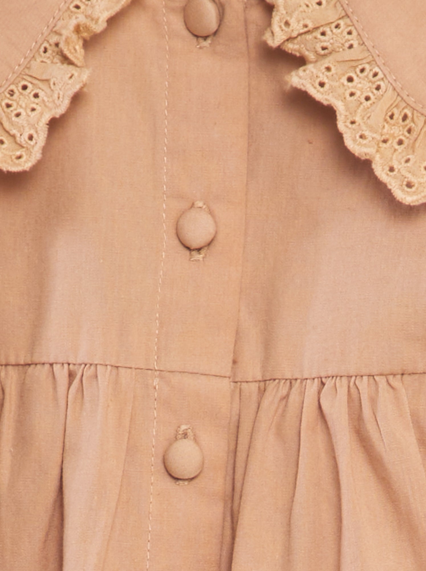 Vestito in popeline con colletto arricciato - ROSA