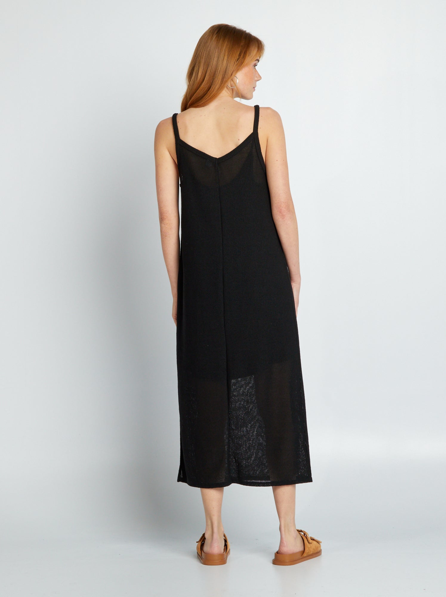 Vestito lungo all'uncinetto - nero