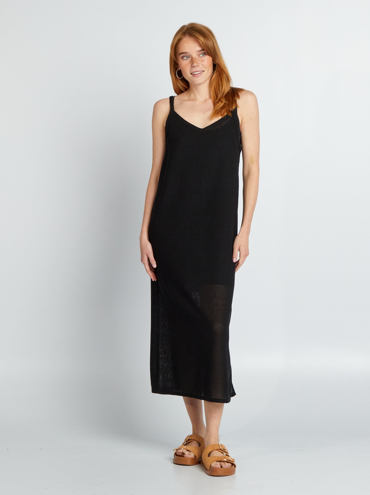 Vestito lungo all'uncinetto - nero